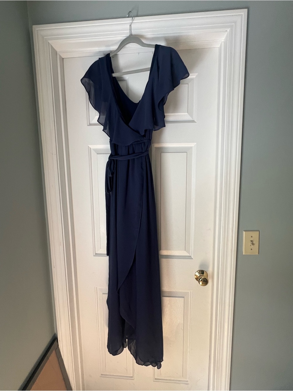 Baltic Born size small Navy Ruffle Wrap Maxi Dress